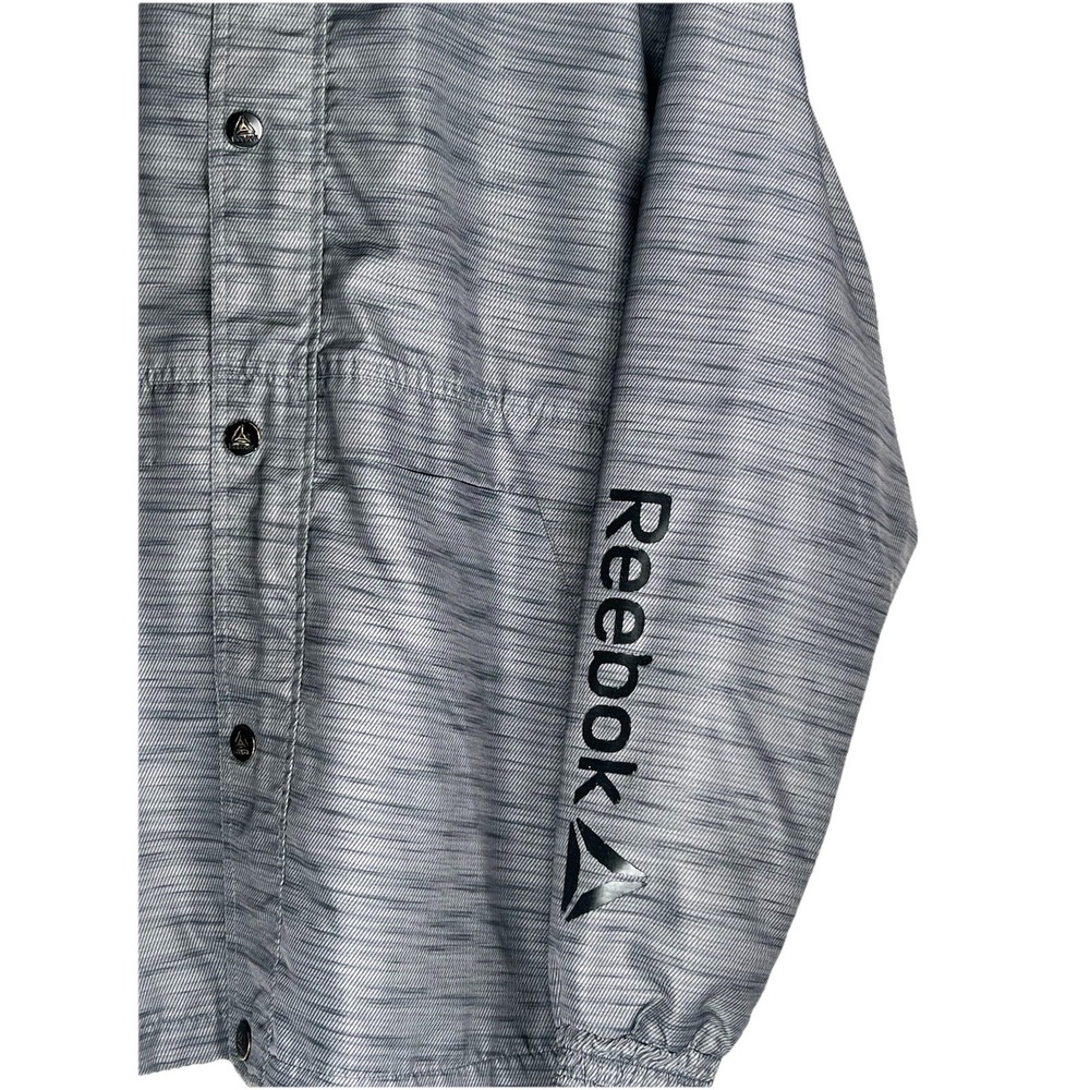 Reebok Boys XL 18/20 Gray Space Dye Hooded Windbreaker Jacket Full Zip Mesh Line - Picture 2 of 10